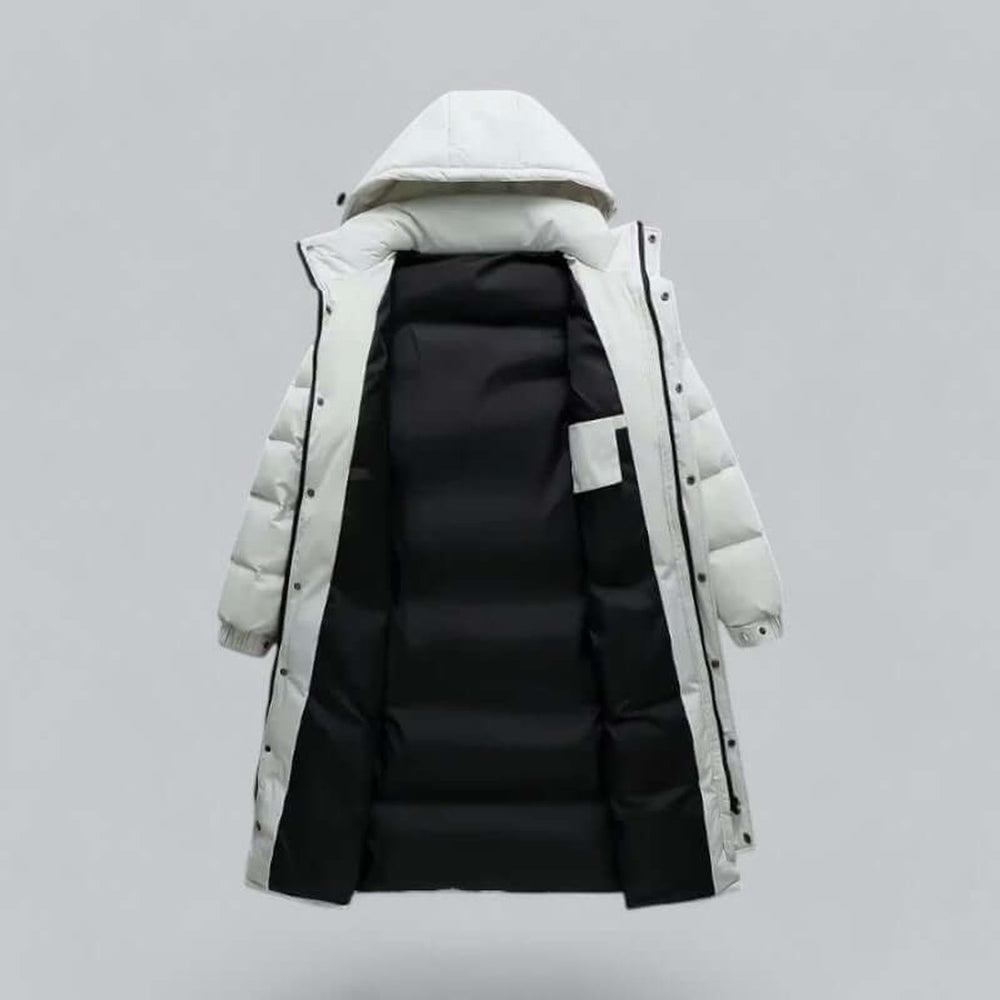 Men's Longline Padded Hooded Windproof Winter Parka Coat