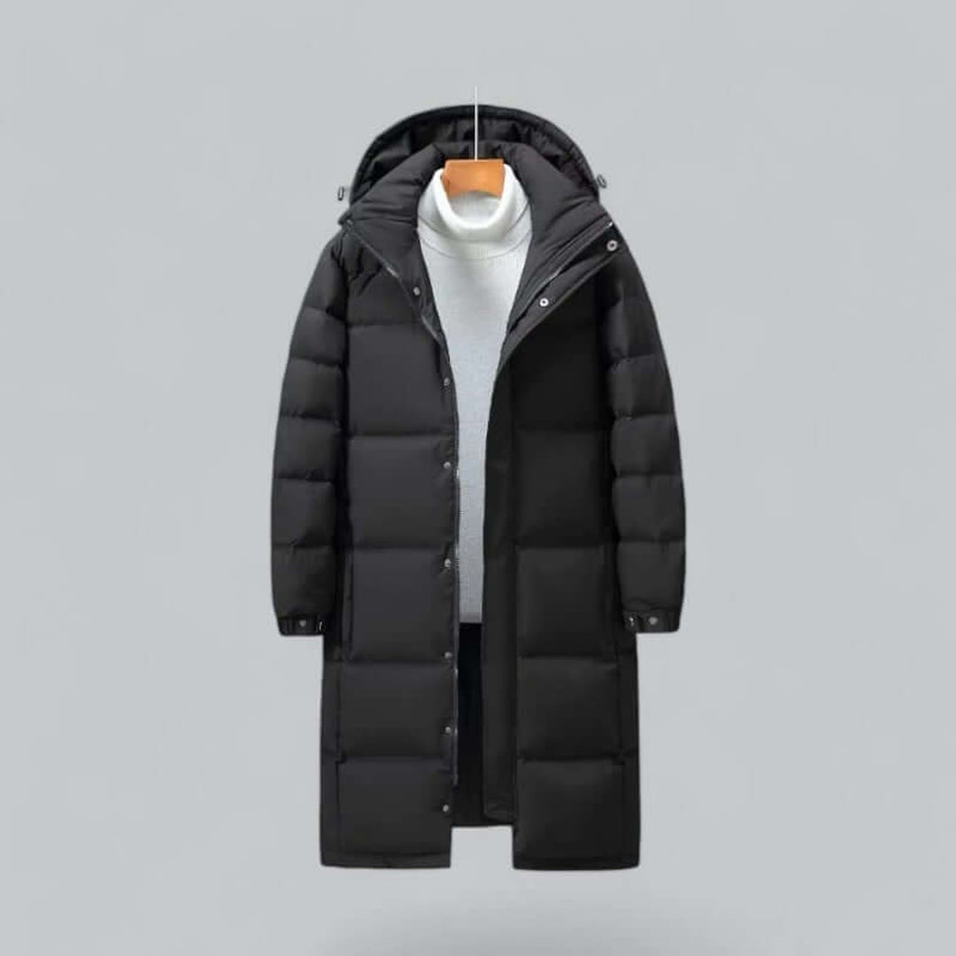 Men's Longline Padded Hooded Windproof Winter Parka Coat