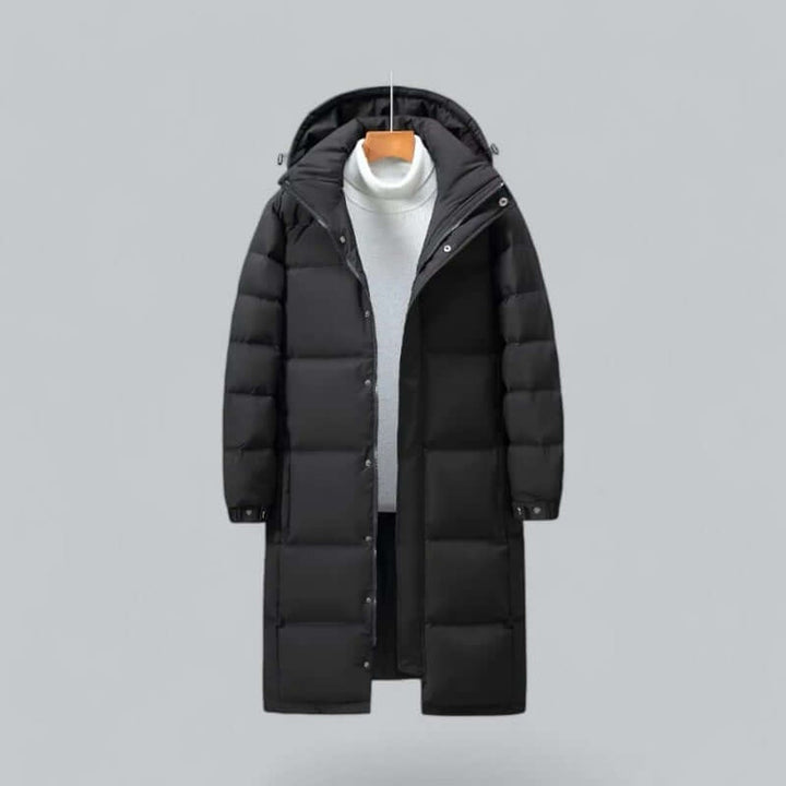Men's Longline Padded Hooded Windproof Winter Parka Coat