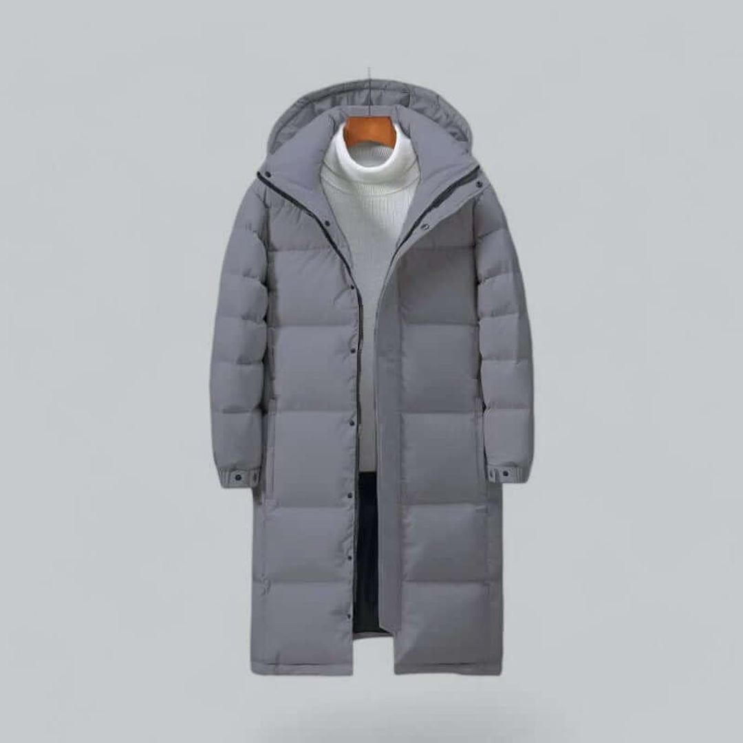 Men's Longline Padded Hooded Windproof Winter Parka Coat