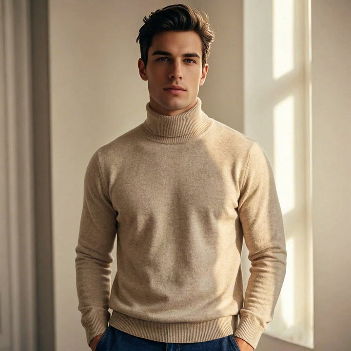 Men's Merino Wool Turtleneck Knitted Jumper Lightweight
