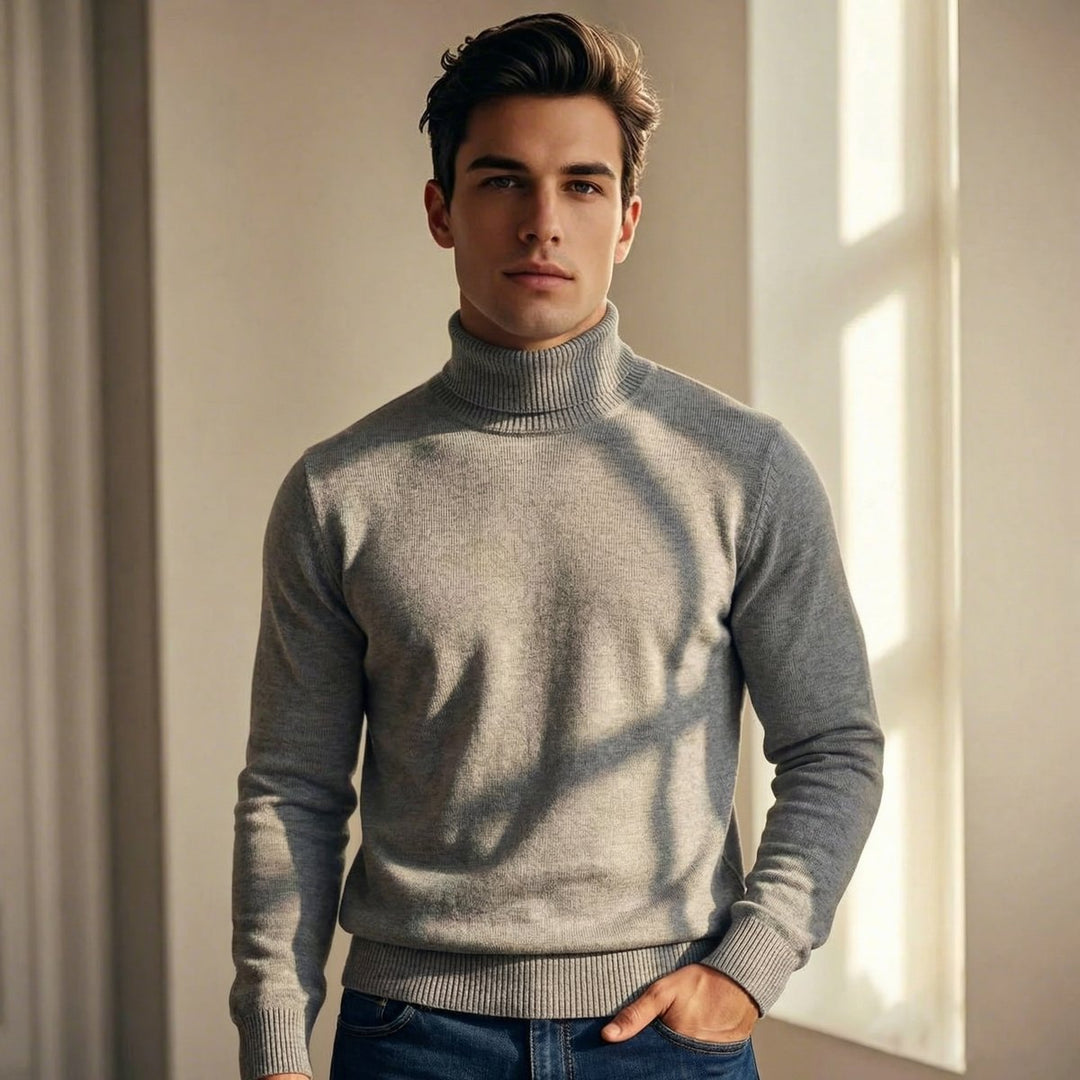 Men's Merino Wool Turtleneck Knitted Jumper Lightweight