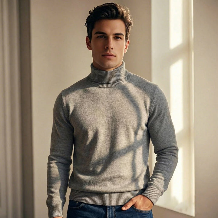 Men's Merino Wool Turtleneck Knitted Jumper Lightweight