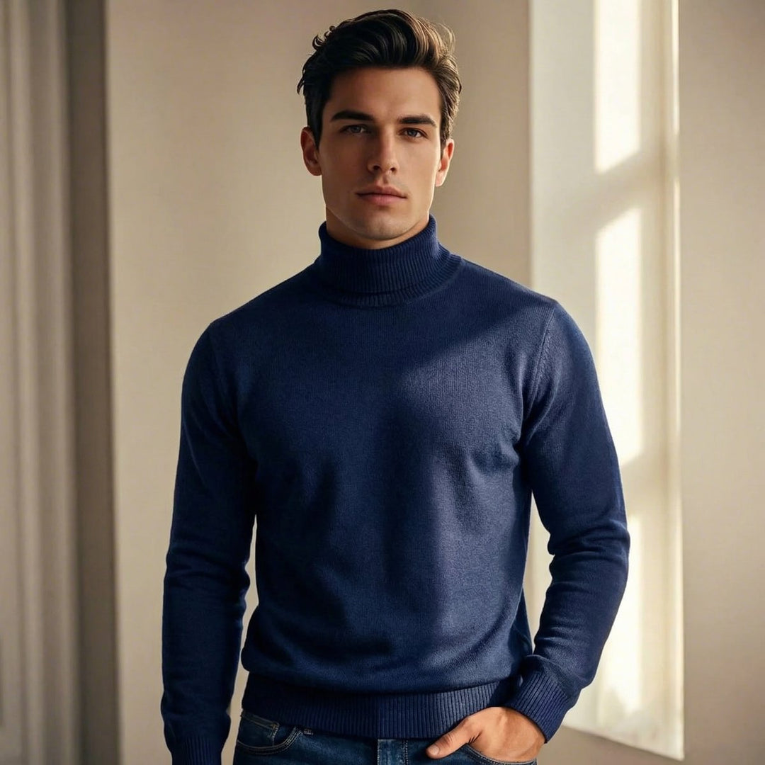 Men's Merino Wool Turtleneck Knitted Jumper Lightweight