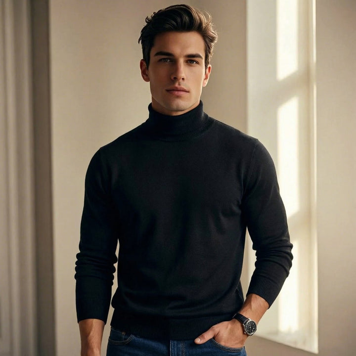 Men's Merino Wool Turtleneck Knitted Jumper Lightweight