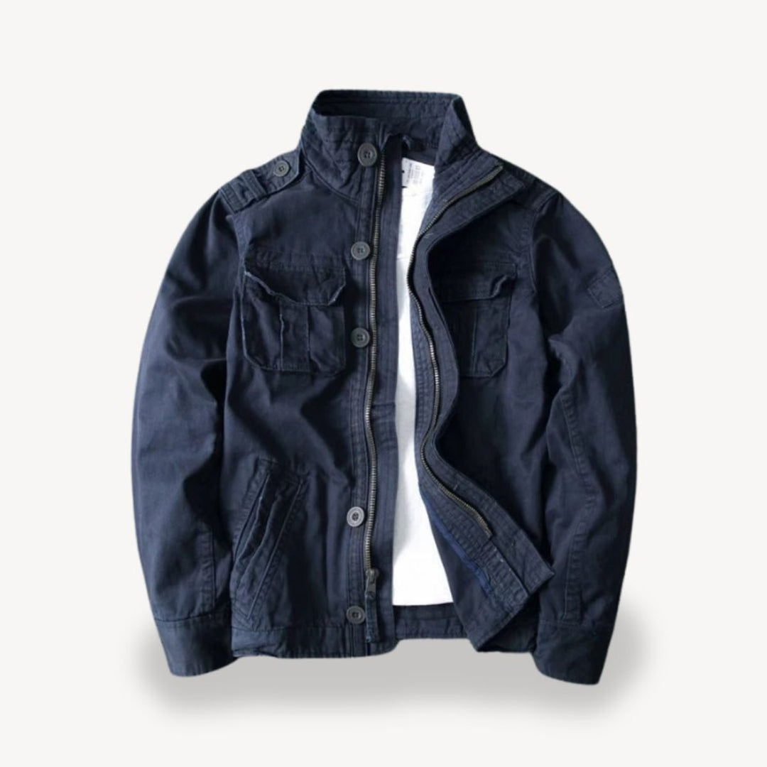 Men's Military-Style Cotton Field Jacket Four-Pocket Bomber