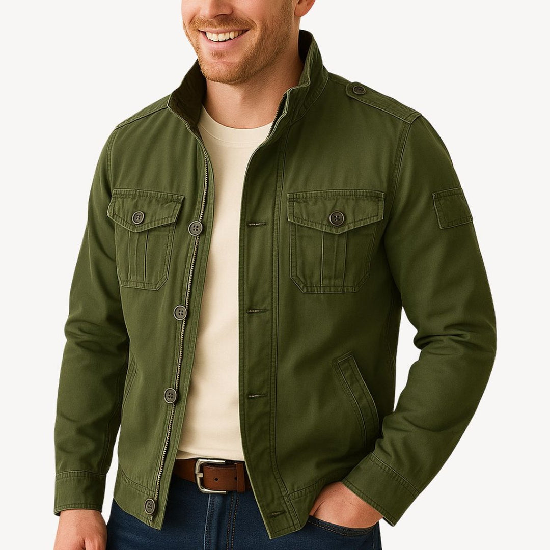 Men's Military-Style Cotton Field Jacket Four-Pocket Bomber