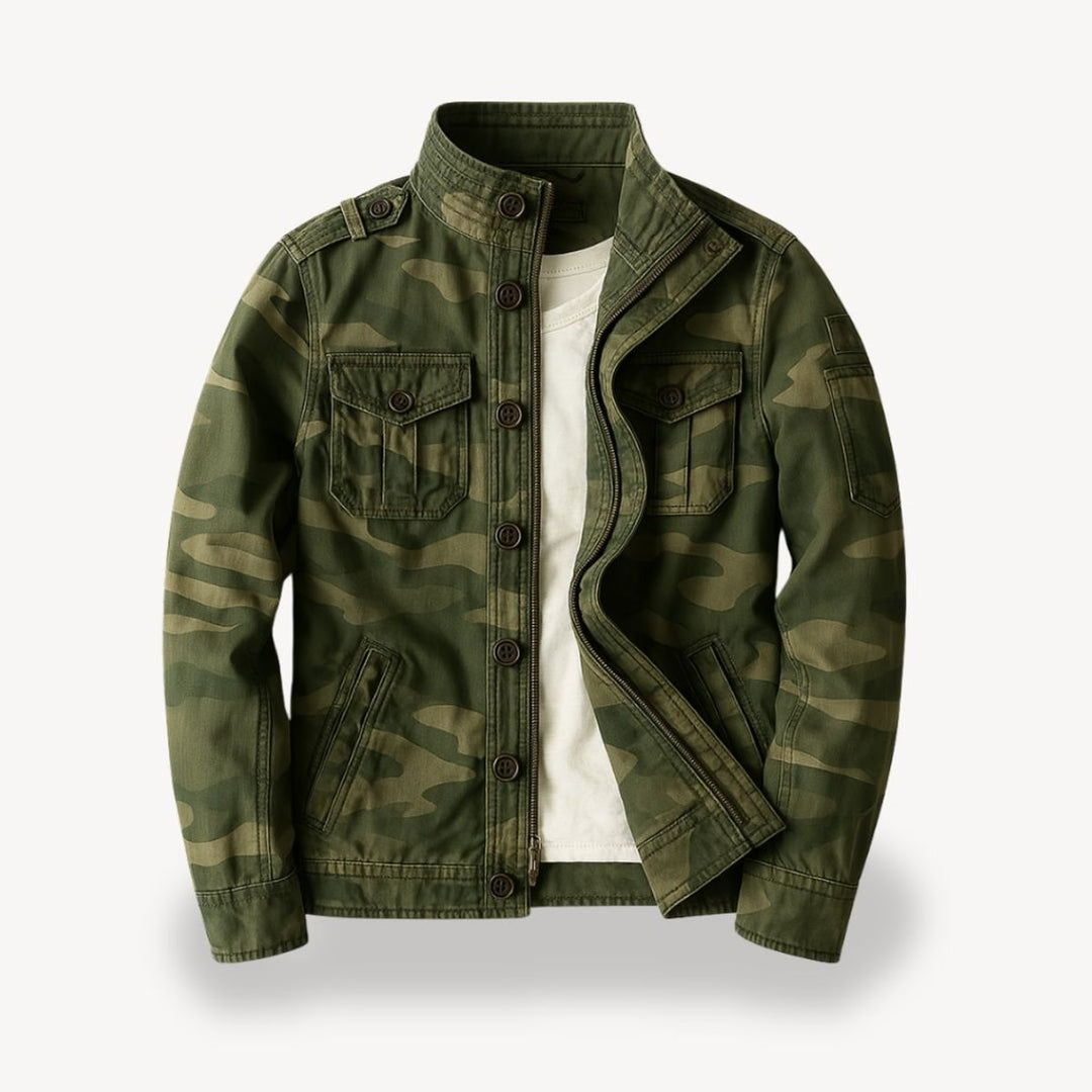 Men's Military-Style Cotton Field Jacket Four-Pocket Bomber