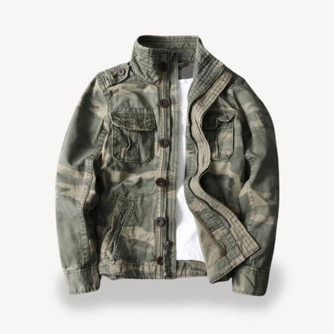 Men's Military-Style Cotton Field Jacket Four-Pocket Bomber