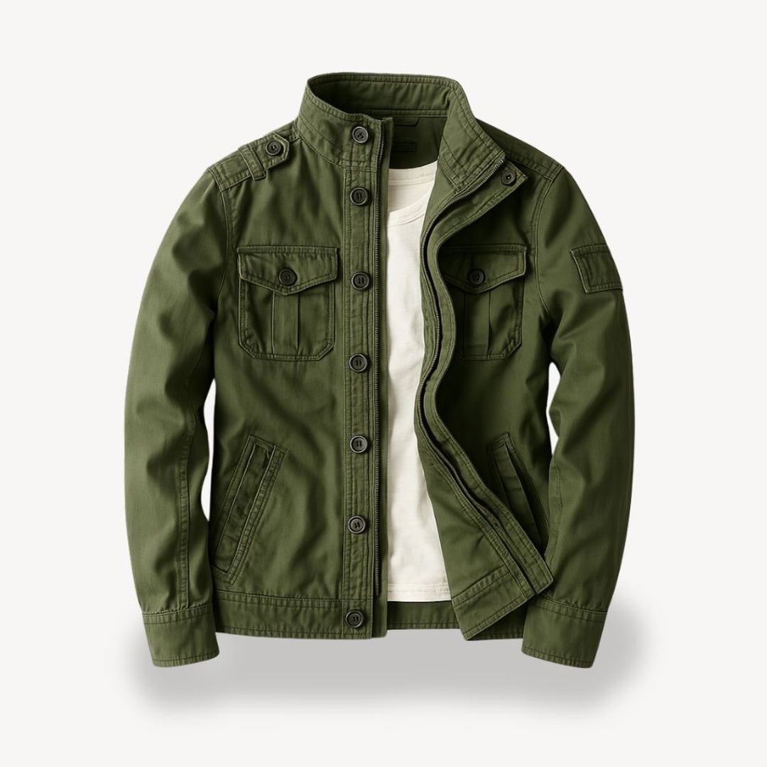Men's Military-Style Cotton Field Jacket Four-Pocket Bomber
