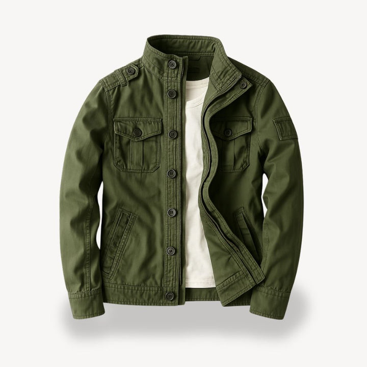 Men's Military-Style Cotton Field Jacket Four-Pocket Bomber