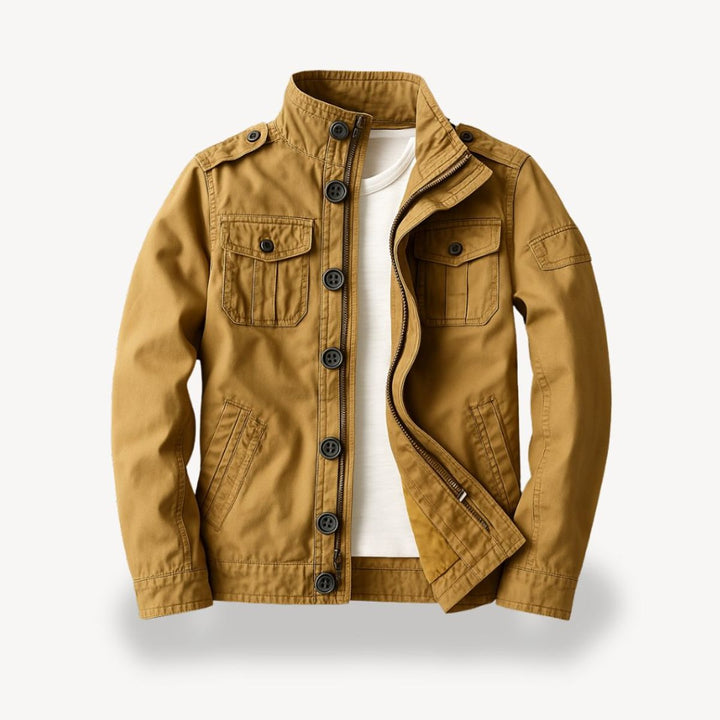 Men's Military-Style Cotton Field Jacket Four-Pocket Bomber
