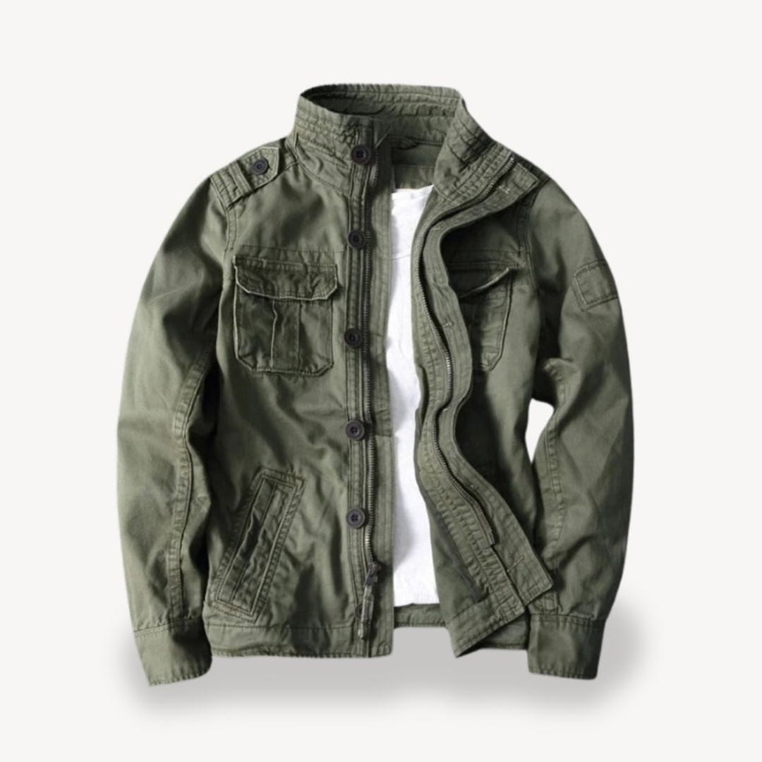 Men's Military-Style Cotton Field Jacket Four-Pocket Bomber