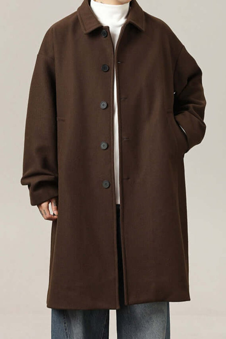 Men's Oversized Button-Up Longline Coat Mens Jacket