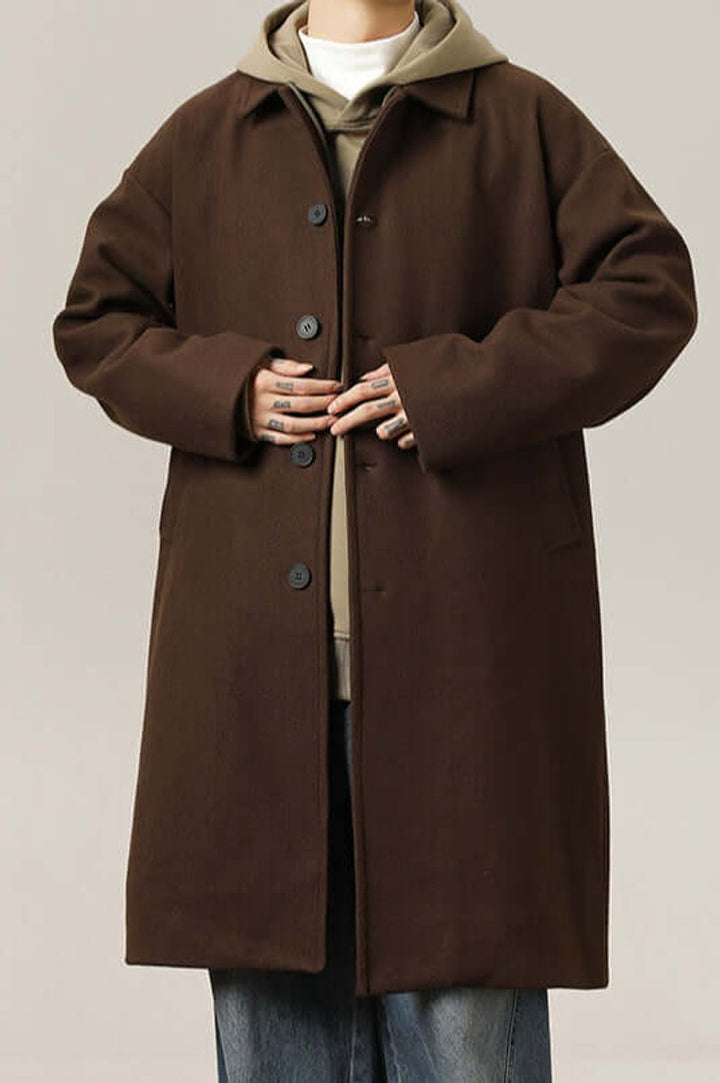 Men's Oversized Button-Up Longline Coat Mens Jacket