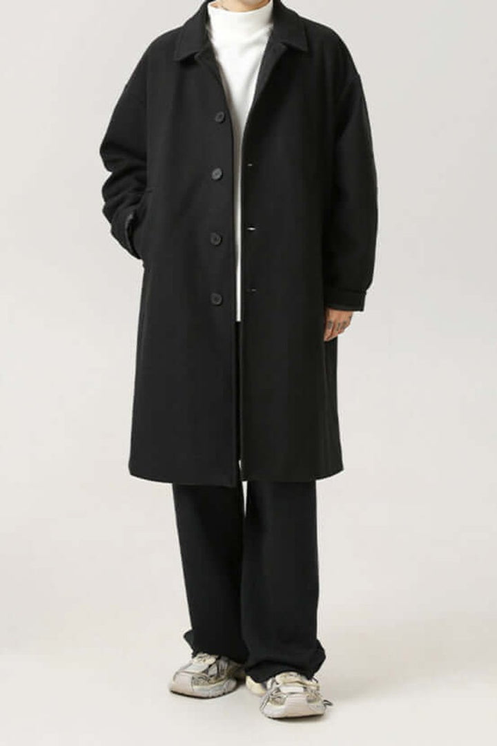 Men's Oversized Button-Up Longline Coat Mens Jacket