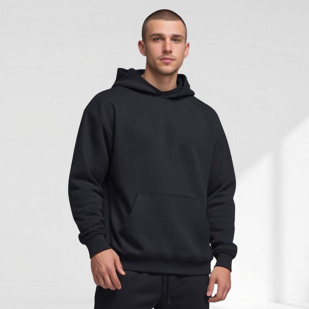Mens Oversized Drop-Shoulder Fleece Pullover Hoodie Jumper