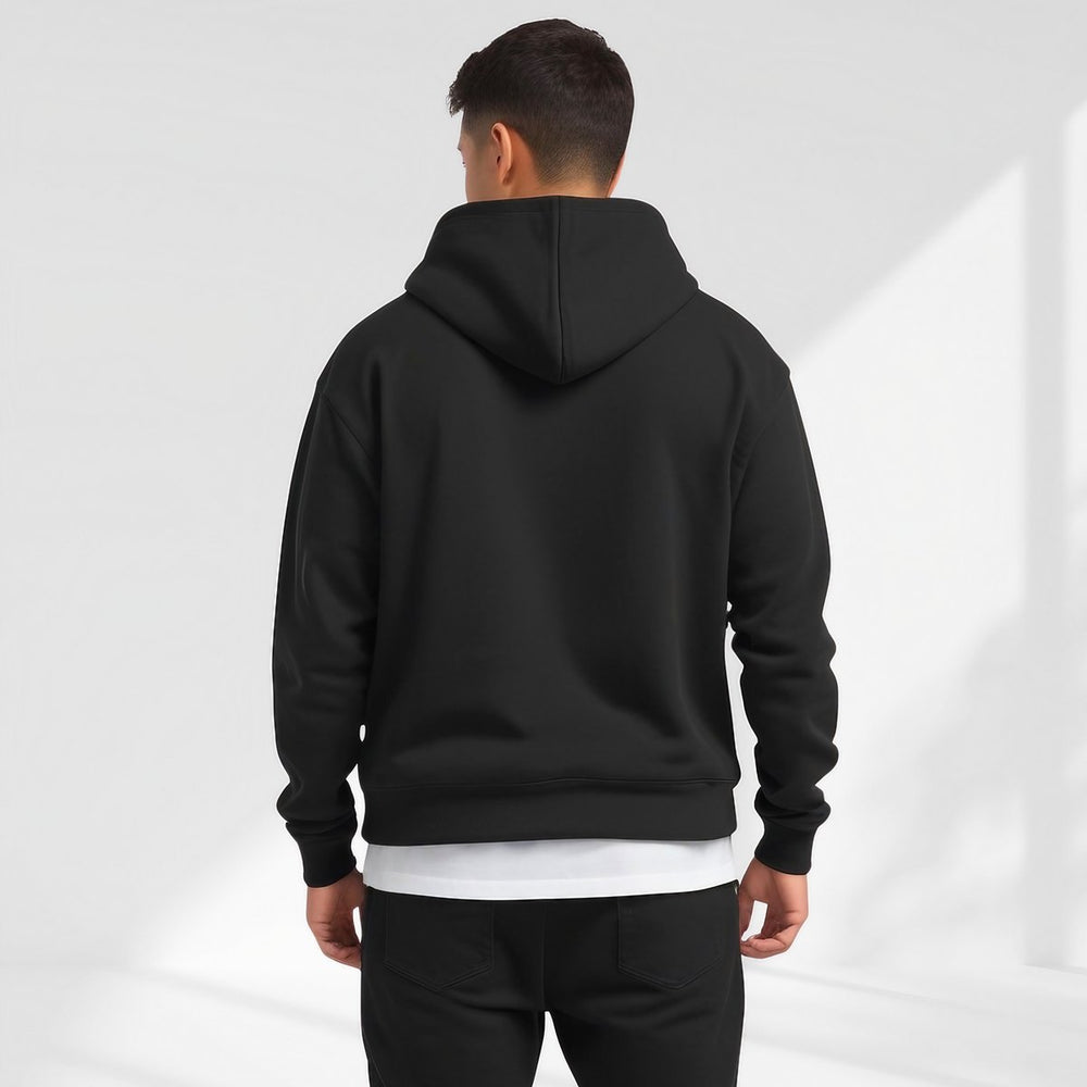 Mens Oversized Drop-Shoulder Fleece Pullover Hoodie Jumper