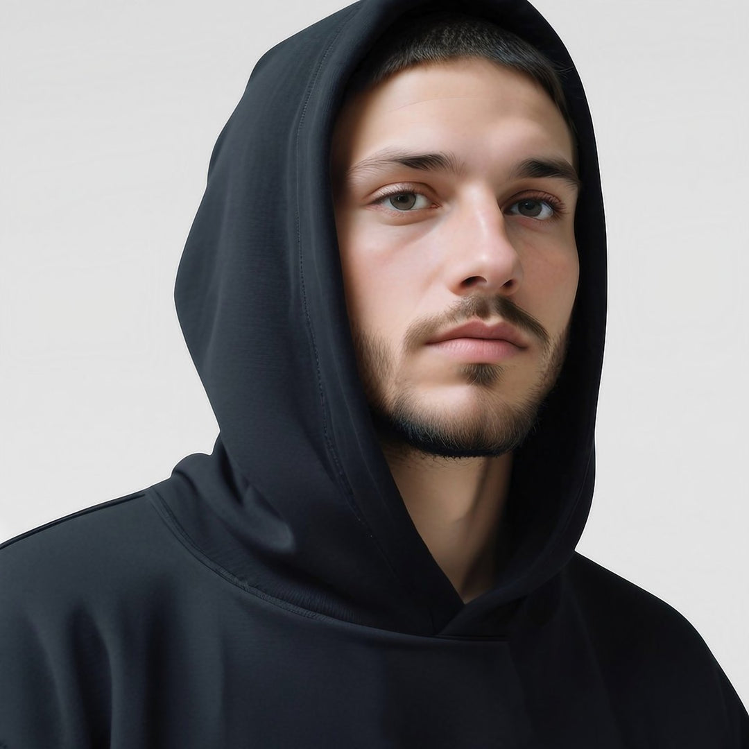 Mens Oversized Drop-Shoulder Fleece Pullover Hoodie Jumper