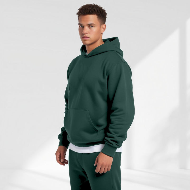 Mens Oversized Drop-Shoulder Fleece Pullover Hoodie Jumper
