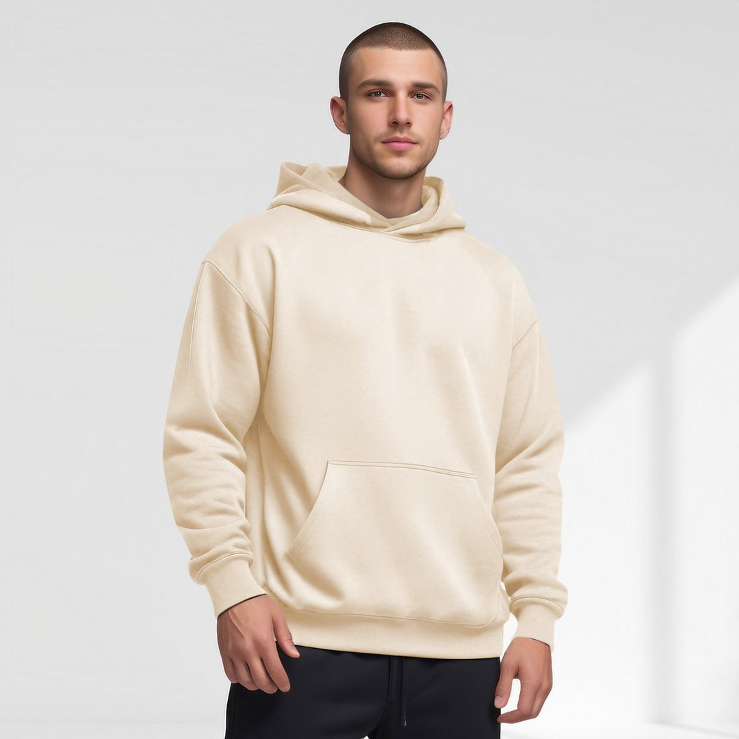 Mens Oversized Drop-Shoulder Fleece Pullover Hoodie Jumper