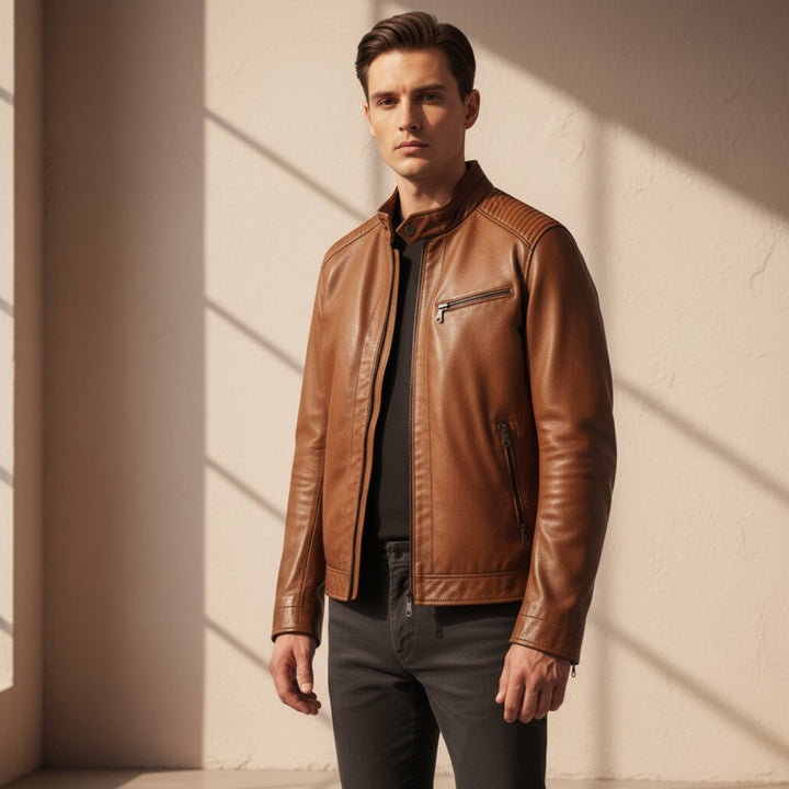Men's Premium Leather Biker Jacket Tailored Fit Mens Jackets