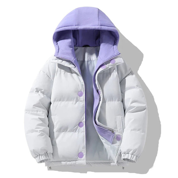 Mens Puffer Jacket Unisex Hooded Contrast Quilted Winter Coat