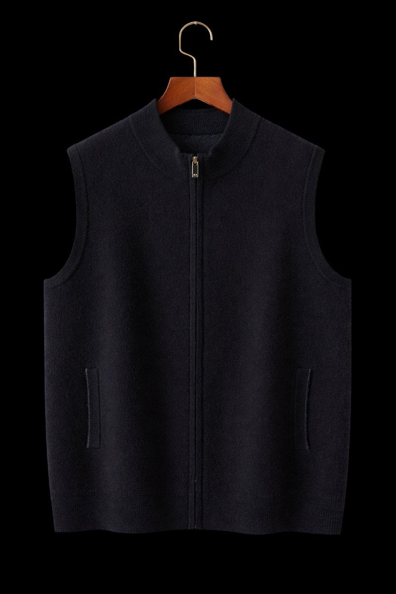 Men's Pure Cashmere Sleeveless Full-Zip Knitted Vest