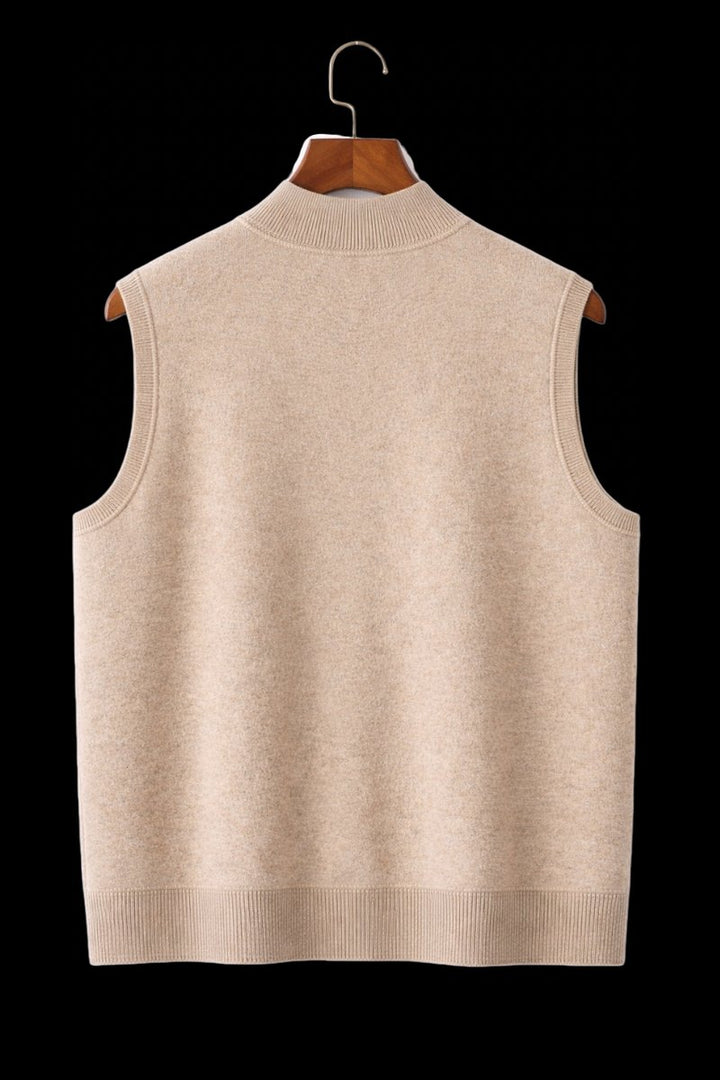Men's Pure Cashmere Sleeveless Full-Zip Knitted Vest