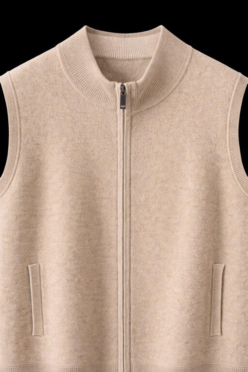 Men's Pure Cashmere Sleeveless Full-Zip Knitted Vest