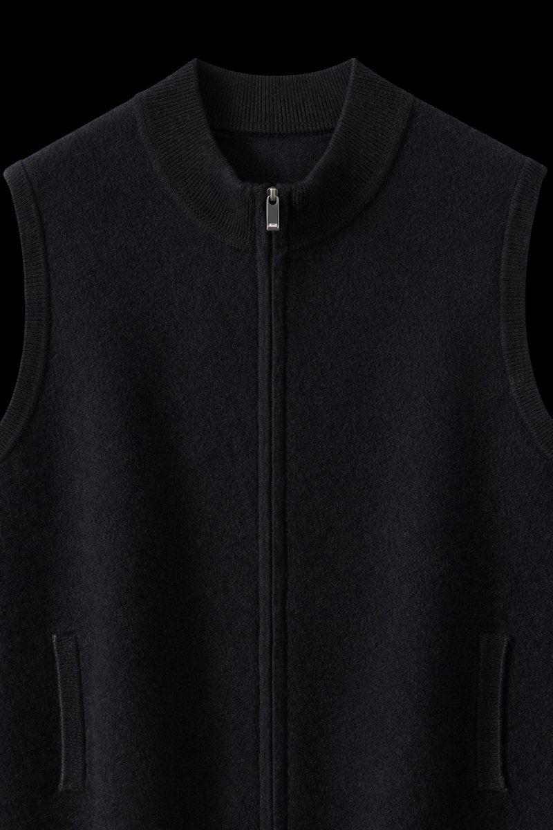 Men's Pure Cashmere Sleeveless Full-Zip Knitted Vest