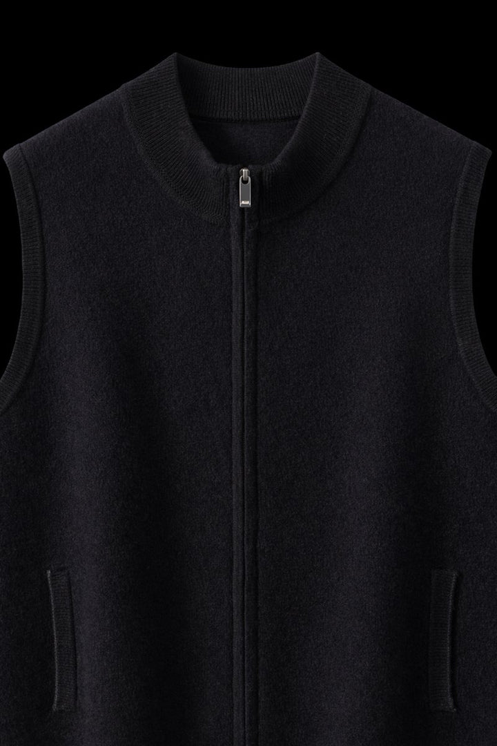 Men's Pure Cashmere Sleeveless Full-Zip Knitted Vest
