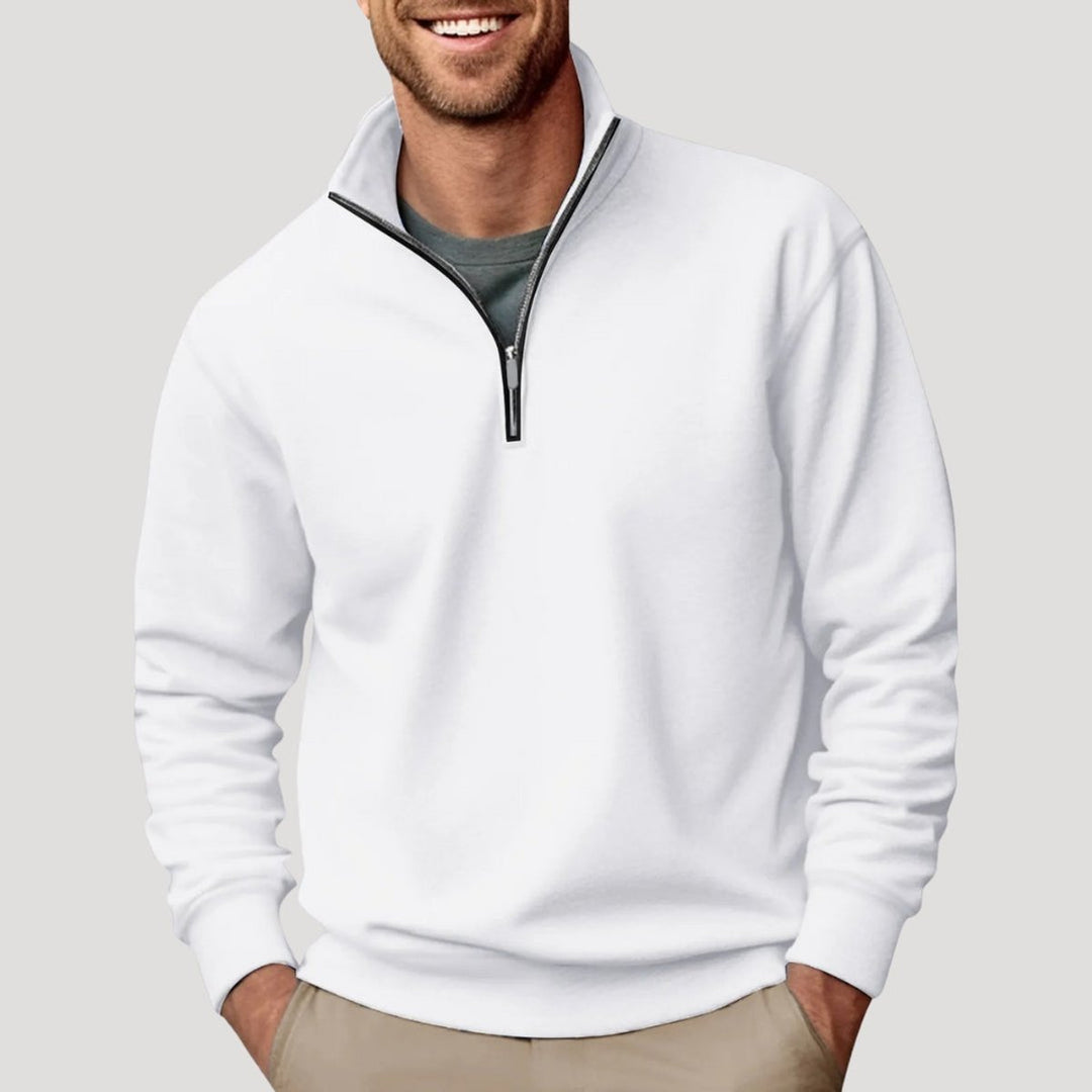 Men's Quarter-Zip Jumper Casual Relaxed-Fit Fleece Pullover