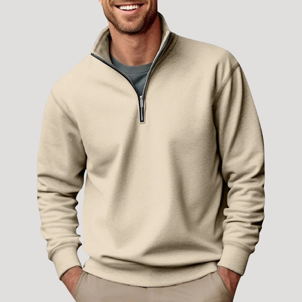 Men's Quarter-Zip Jumper Casual Relaxed-Fit Fleece Pullover