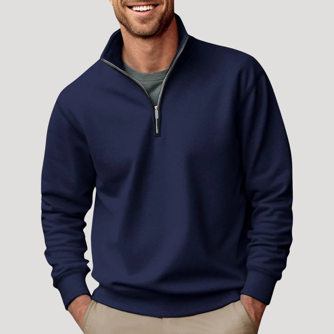 Men's Quarter-Zip Jumper Casual Relaxed-Fit Fleece Pullover