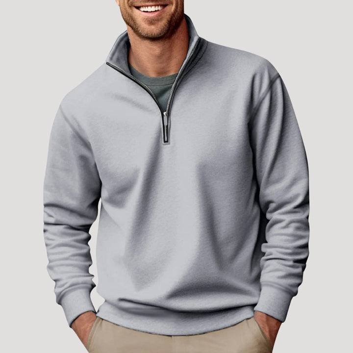 Men's Quarter-Zip Jumper Casual Relaxed-Fit Fleece Pullover