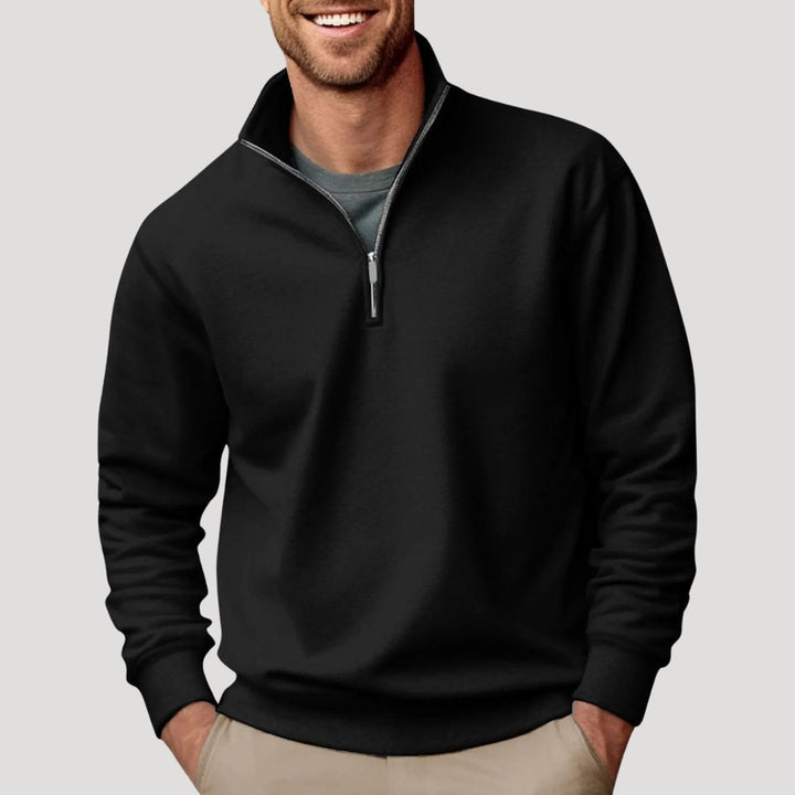Men's Quarter-Zip Jumper Casual Relaxed-Fit Fleece Pullover