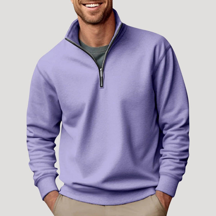 Men's Quarter-Zip Jumper Casual Relaxed-Fit Fleece Pullover