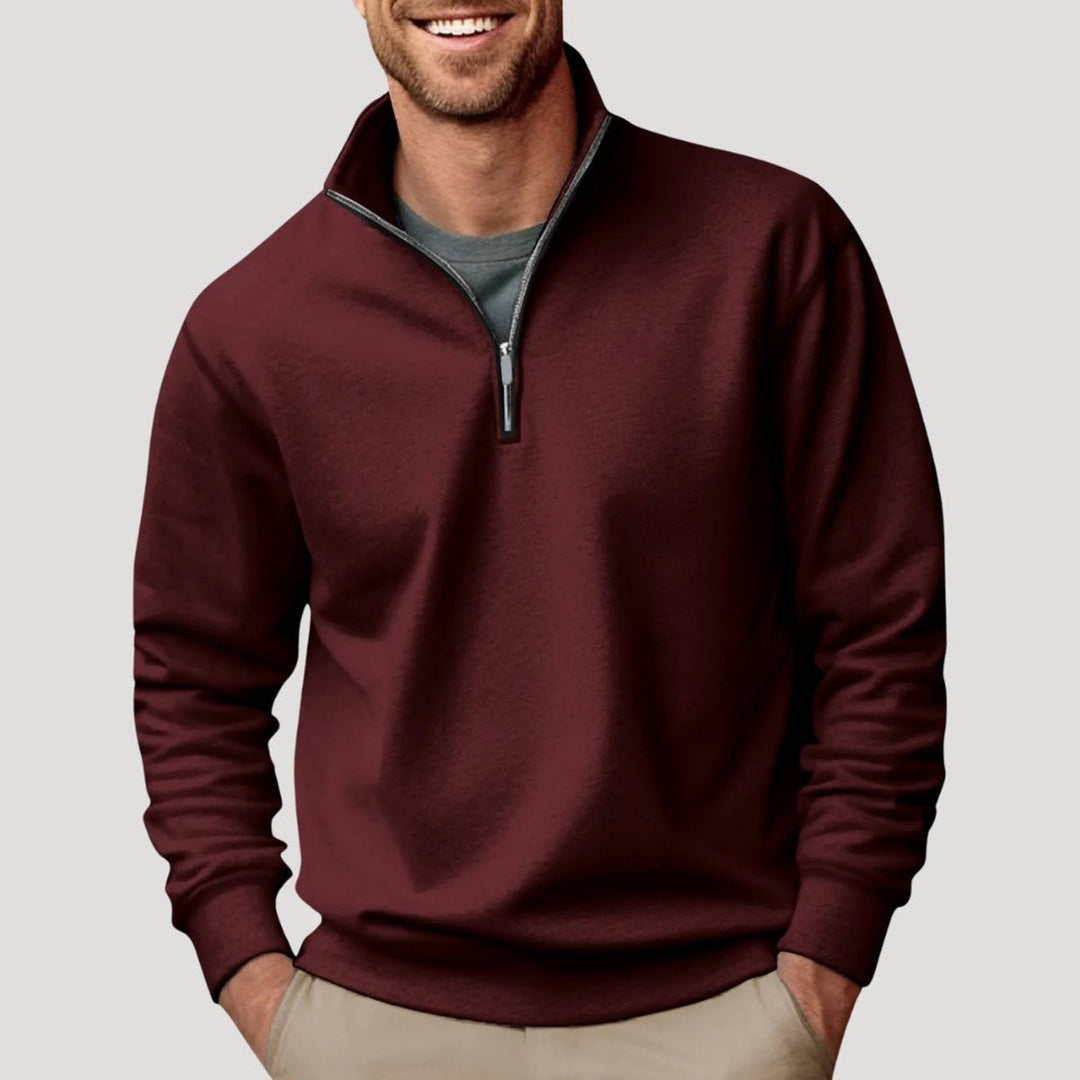 Men's Quarter-Zip Jumper Casual Relaxed-Fit Fleece Pullover