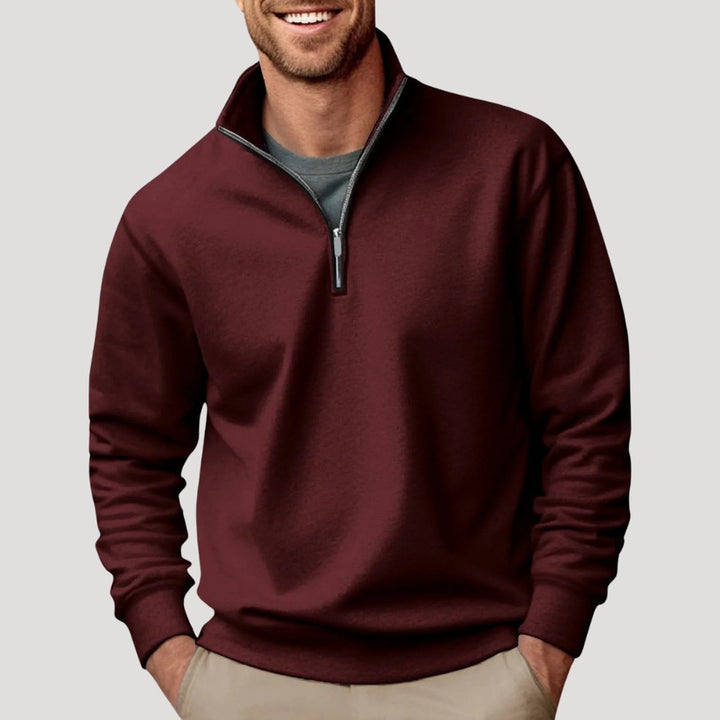 Men's Quarter-Zip Jumper Casual Relaxed-Fit Fleece Pullover