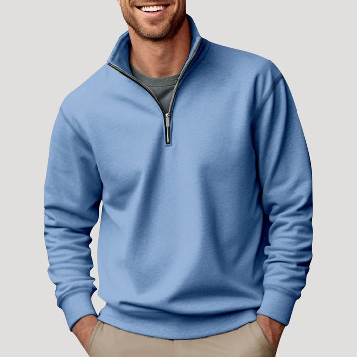 Men's Quarter-Zip Jumper Casual Relaxed-Fit Fleece Pullover