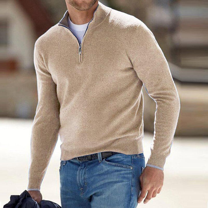 Men's Quarter-Zip Knitted Jumper Regular Fit Half-Zip Pullover
