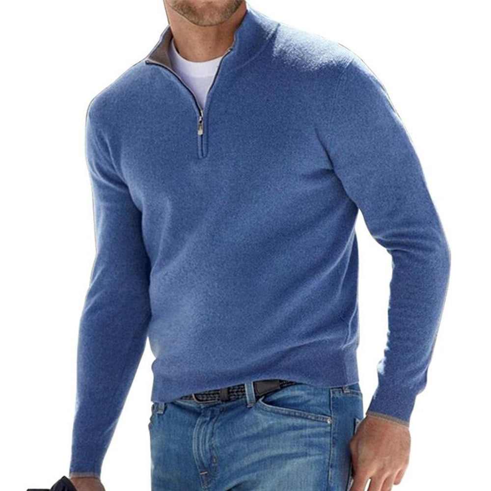 Men's Quarter-Zip Knitted Jumper Regular Fit Half-Zip Pullover