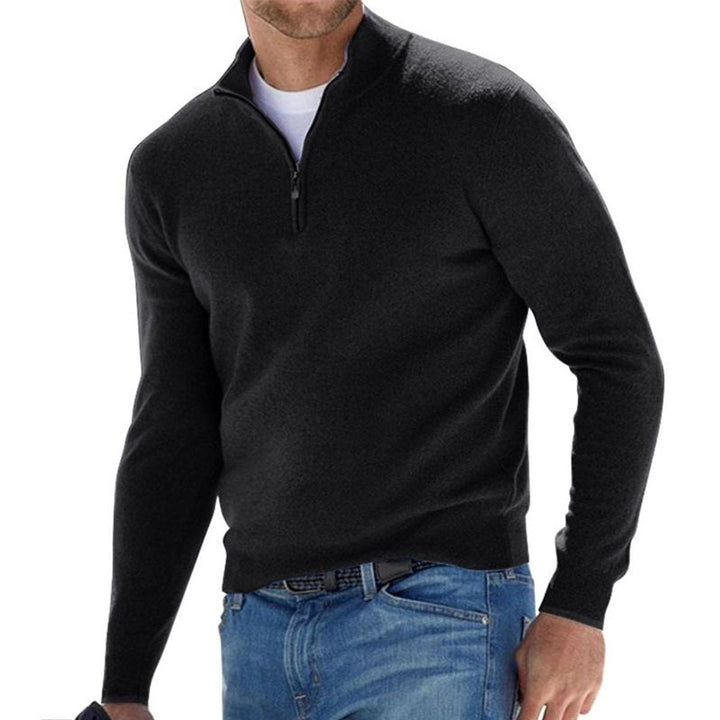 Men's Quarter-Zip Knitted Jumper Regular Fit Half-Zip Pullover