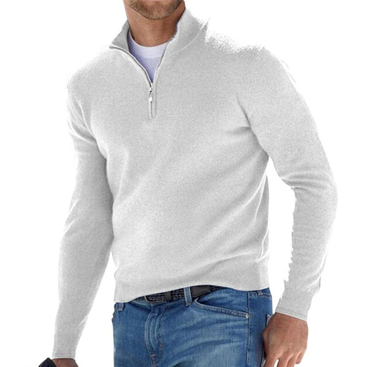 Men's Quarter-Zip Knitted Jumper Regular Fit Half-Zip Pullover
