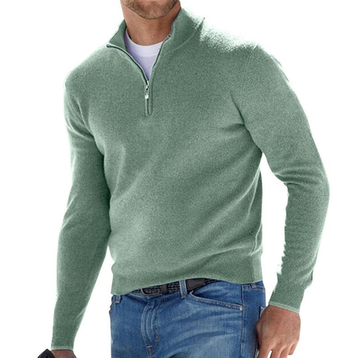 Men's Quarter-Zip Knitted Jumper Regular Fit Half-Zip Pullover