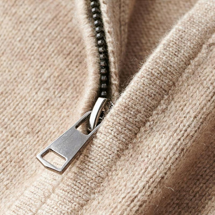 Men's Quarter-Zip Knitted Jumper Regular Fit Half-Zip Pullover
