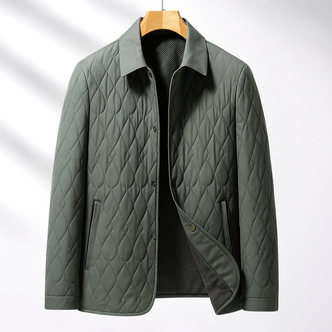 Mens Quilted Bomber Jacket Lightweight Button-Front Coat