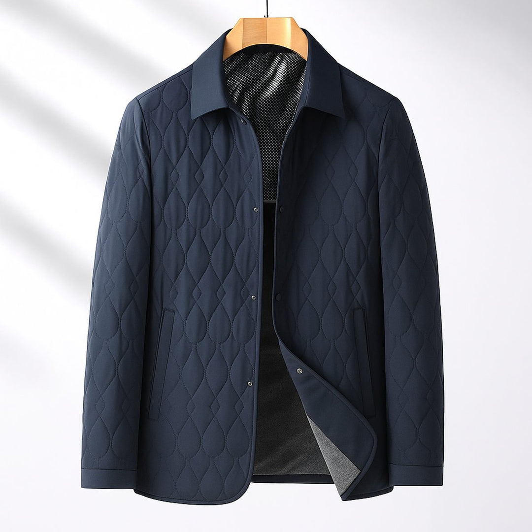 Mens Quilted Bomber Jacket Lightweight Button-Front Coat