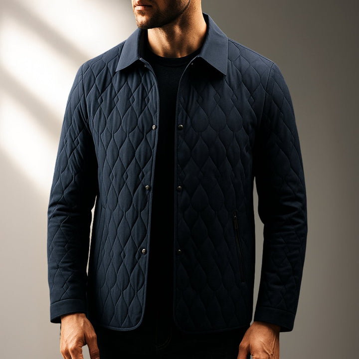 Mens Quilted Bomber Jacket Lightweight Button-Front Coat